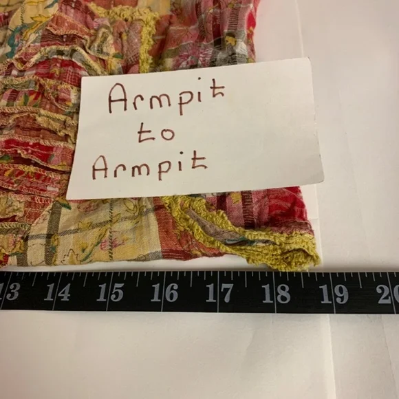 American Rag Womens Blouse Babydoll Plaid Boho Country Western Size M Festival - Picture 7 of 8